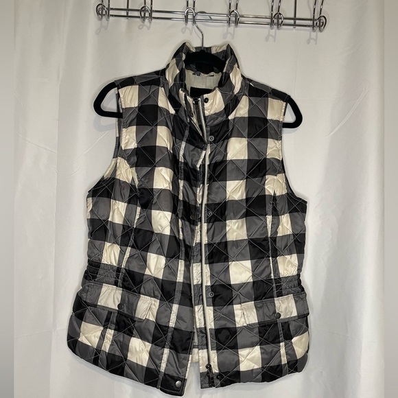 Talbots Jackets & Blazers - Talbot’s/ Vest black checkered/ gingham zipper and button closer.